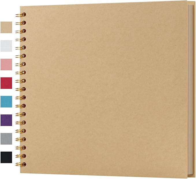 potricher 10 x 10 Inch DIY Scrapbook Album 40 Pages Hardcover Kraft Paper Scrap Book Photo Albums Memory Book for Wedding and Anniversary Family (Yellow, 10 Inch)