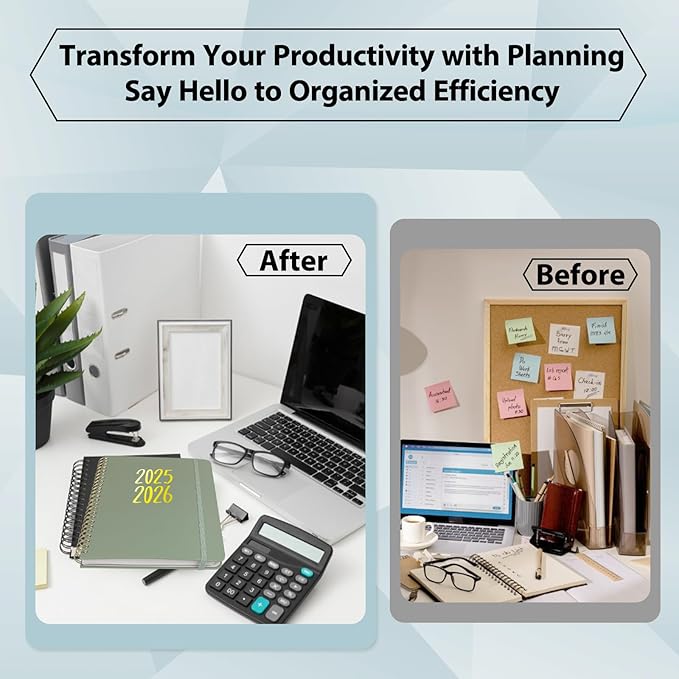 Planner 2025-2026, July 2025 - June 2026 Daily Weekly and Monthly Calendar Planner Book with Tabs, Notes Pages, Inner Pocket, Spiral Schedule Agenda A5 Notebook for School, College, Work-GREEN