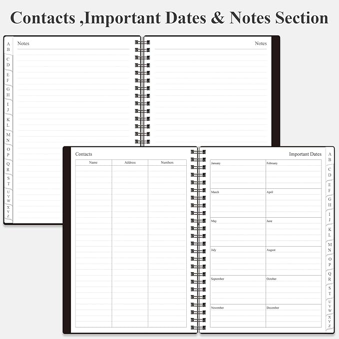 Address Book with Alphabetical Tabs - A5 Telephone & Address Book with Address Contacts, Special Date, Phone, Birthday & Internet Login Password for Home and Office, 6.2" x 8.5", Black