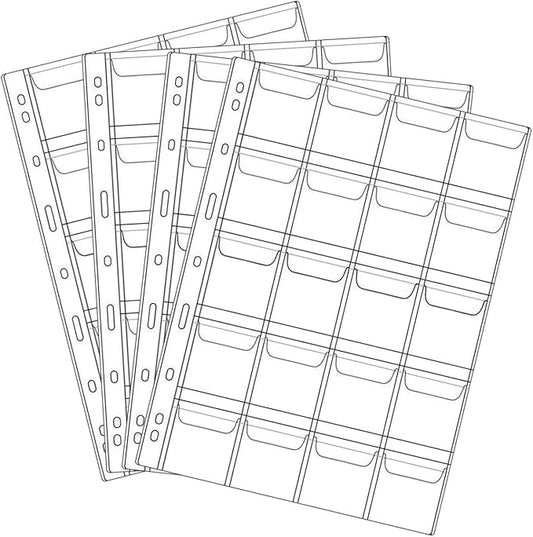 20 Pocket Coin Pages, 10 Sheets Plastic Coin Holders Stamp Collector Supplies for Coin Stamp Currency Collection