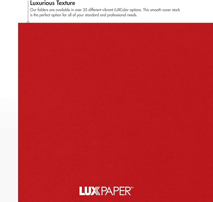 LUXPaper 9" x 12" Presentation Folders | Two Pocket | Ruby Red | 100lb. Cover | 25 Qty
