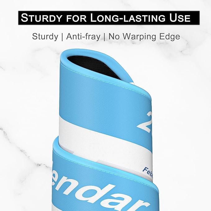 2026 Calendar Mouse Pad, Square New Year 2026 Mousepad 10.2 x 8.3 Inch, Stitched Edge Anti-Slip Waterproof Rubber Computer Mat for Office, Gaming, Laptop, New Year Office Supplies Gift, Blue