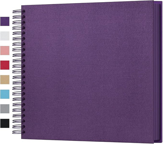 potricher 12 x 12 Inch Large Inch DIY Scrapbook Photo Album 80 Pages Thick Kraft Blank Purple Paper Memory Book for Wedding and Anniversary Family (Purple, 12 Inch)