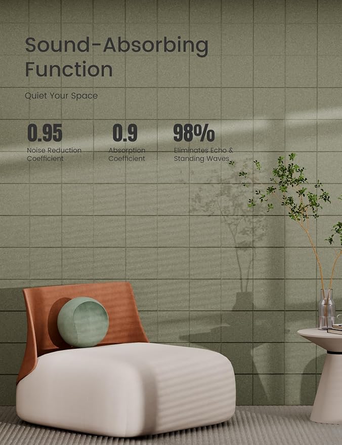 Bumusty Large Cork Board Alternative-47 x35 Felt Bulletin Board Tiles, with 30 Pushpins, 70 Adhesive Tabs, 12-Pack Slat Wall Paneling, Cork Boards for Office Push Pin Board Felt Board-Sage