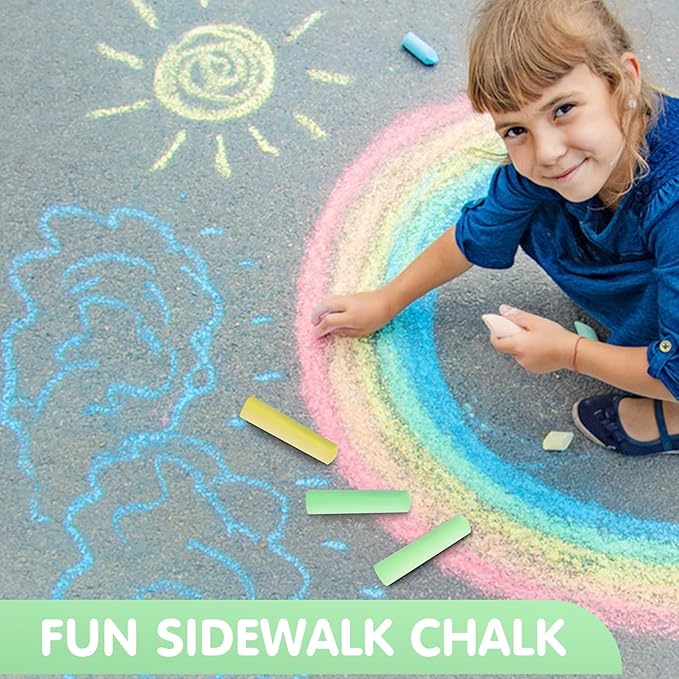 50 Pack Washable Sidewalk Chalks for Kids Non-Toxic Jumbo Chalk for Outdoor Art Play, Colored Chalk for Painting on Chalkboard, Blackboard and Playground
