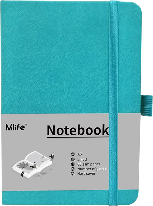 A6 Small Journal Notebook, Lined Pocket Notebook with Pen Holder, Mini Notebook Hardcover, 192 Pages, 3.9 inches * 5.5 inches Jurnal for Women and Man（1PACK Turquoise）