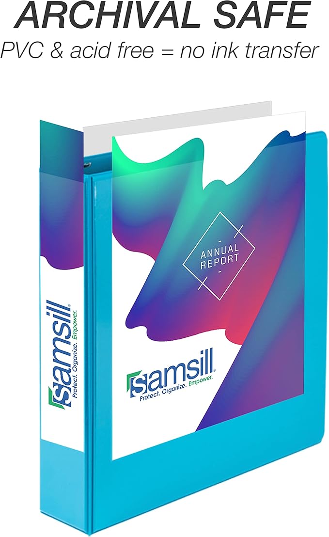 Samsill Durable 2 inch 3 Ring Binder, Made in USA, D Ring Binder, FSC 100% Recycled Chipboard, Fashion Assortment, 12 Pack