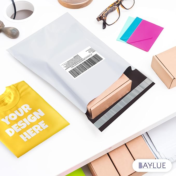 White Large Poly Mailers 14.5x19 Inch | Strong Adhesive Self-Seal Mailer Bag | Tear, Tamper, Water Resistant Shipping Envelopes | Thick Strong polymailer Bags | Clothing Shipping Bags | 500 Pcs Bulk