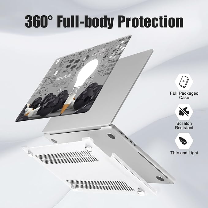 DTangLsm Compatible for 2025 MacBook Air 13 inch Case 2024-2022 M4 M3 M2 A3240 A3113 A2681 with Touch ID, Clear Slim Plastic Hard Shell Case&Keyboard Skin for MacBook Air 13.6 M2 Cover, Creative Bulb