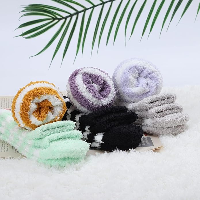 Womens Fuzzy Socks Microfiber Soft Cozy Warm Slipper Sleeping Winter Sock Fluffy Cabin Plush Stocking Stuffers