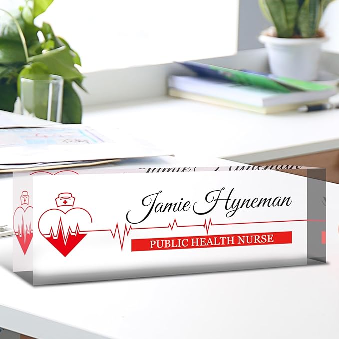 Desk Name Plate Personalized, Custom Name Plate for Desk, Acrylic Desktop Accessories, Office Gift & Decor for Women Men, Teacher Nurse Boss Employee Appreciation Gifts