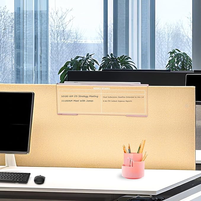 Ergonomic Computer Keyboard Stand - 17 Inch Clear Acrylic Keyboard Riser for Desk Tilted Keyboard Holder Tray with Memo Board & Pink Non-Slip Strip for Home Office Easy Typing & Working