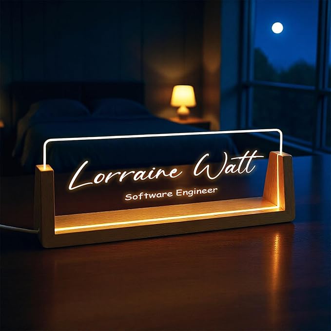 Custom Desk Name Plate,Light Up Acrylic Office Sign, Personalized Gift for Boss Coworker Teacher, Employee Appreciation Award, Home Office Decor