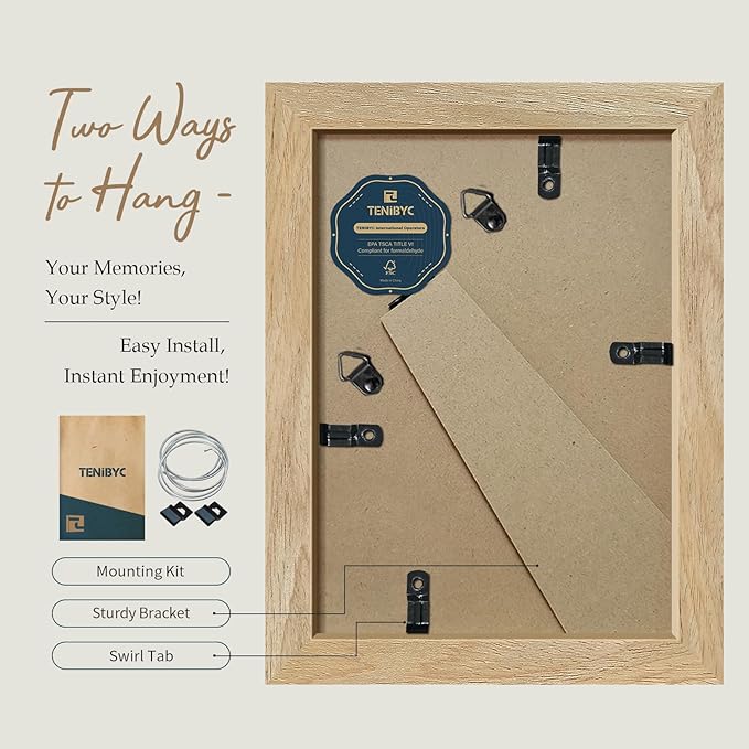 5x7 Picture Frame 4 Pack, Natural Solid Wood Photo Frame, HD Tempered Glass, Table Display or Wall Hanging