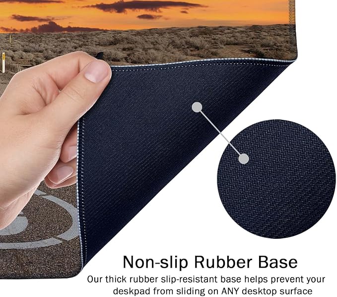 SSOIU Large Mouse Pad, Full Desk XXL Extended Gaming Mouse Pad 35.5" X 15.7", Waterproof Desk Mat Stitched Edges, Non-Slip Laptop Computer Keyboard Mousepad for Office and Home, Famous US Route 66