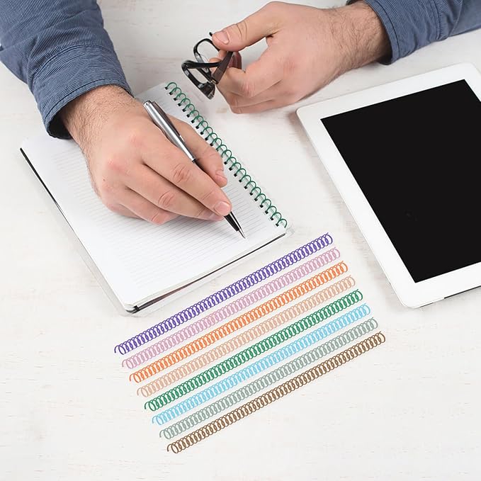 120 Pack Plastic Spiral Binding Coils Binder Binding Spirals Rings Multi Size Spiral Binding Wire Combs Spines Coils, 4:1 Pitch (Pastel Color, 5/16 Inch)