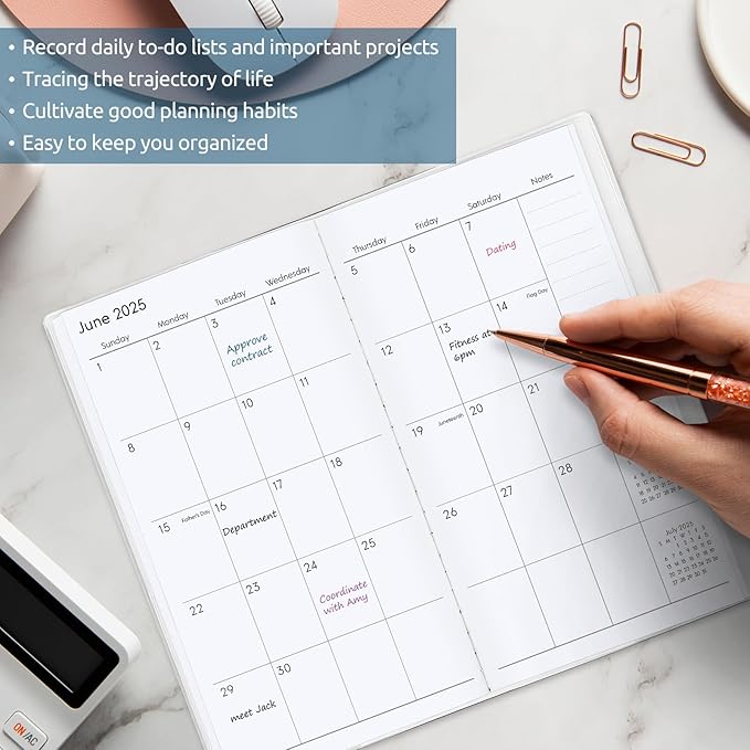 Pocket Calendar 2025-2027, Small Monthly Planner 2025-2027 - 3.7" x 6.7" - Runs from July 2025 Until December 2027, Pocket Calendar 2026 with Beach Cover for Planning