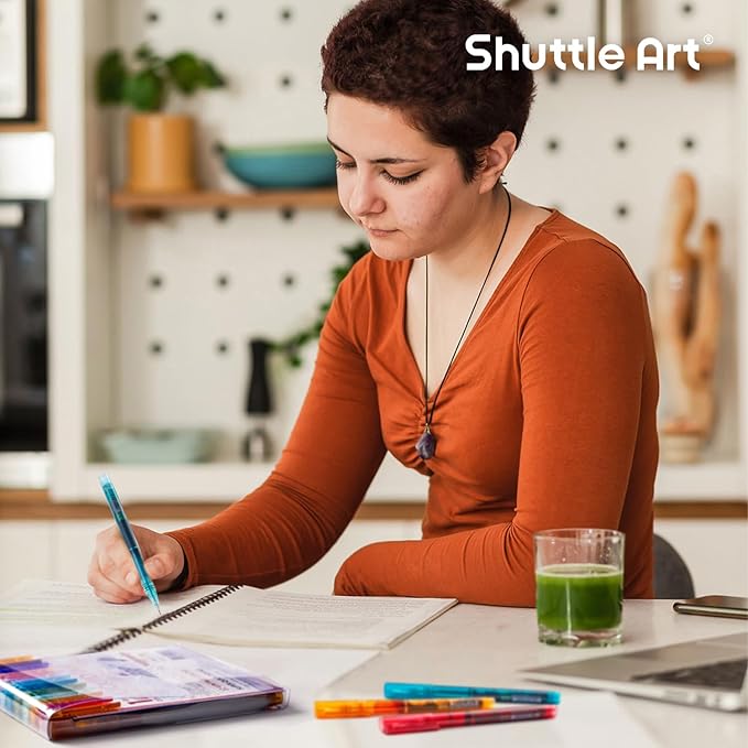 Shuttle Art Liquid Ink Rollerball Pens, 12 Vintage Colors Quick Drying 0.5mm Extra Fine Point Long Lasting for Writing Journaling Taking Notes Doodling School Office Home