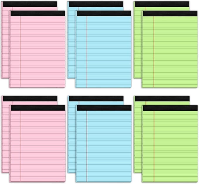 Pink Legal Pads 8.5 x 11 Notebook Paper, 12 Pack Colored Note Pads 8.5 x 11 Wide Ruled Note Paper 8 1/2 x 11, Letter Pads 8.5 x 11 Colored Notepads, Pink Legal Pads 8.5 x 11 Paper Pads, 30 Sheets/Pad