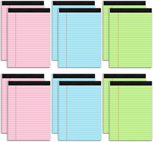 Pink Legal Pads 8.5 x 11 Notebook Paper, 12 Pack Colored Note Pads 8.5 x 11 Wide Ruled Note Paper 8 1/2 x 11, Letter Pads 8.5 x 11 Colored Notepads, Pink Legal Pads 8.5 x 11 Paper Pads, 30 Sheets/Pad