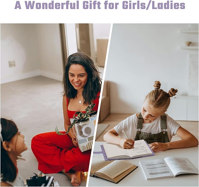 Lock Diary for Women Diary with Lock for Girls A5 Leather Locked Journal 260 Pages 100 GSM Refillable Journal with Lock for Teens Secrets Flower Journals with Combination Passwords, 5.7"x8.3", Purple