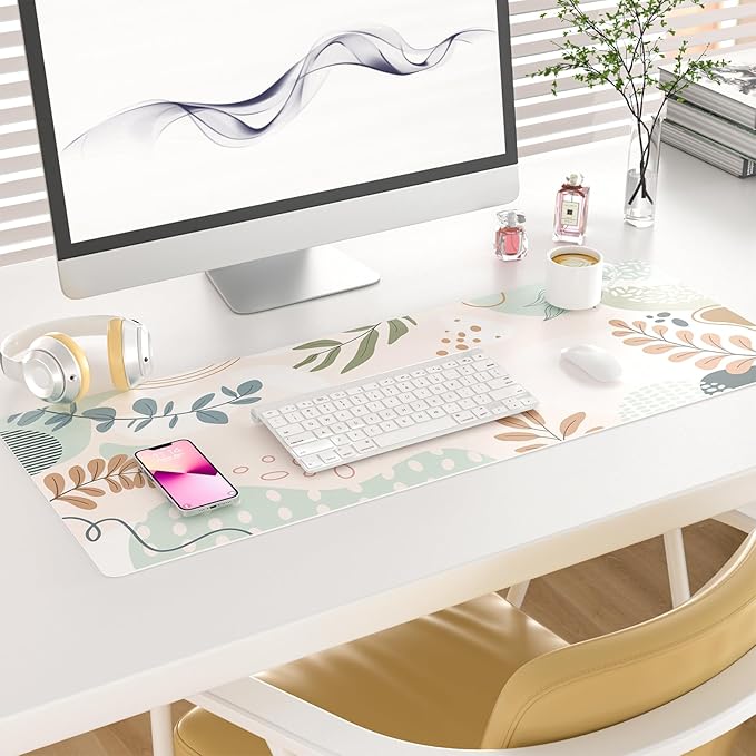 Colorful Star Minimalist Large Mouse Pad, Abstract Botanical Waterproof Desk Mat, Boho Computer Gaming Mouse Pad, XL Full Desk Mousepad Non Slip Writing Pad for School Office Home 31.5" x 11.8"