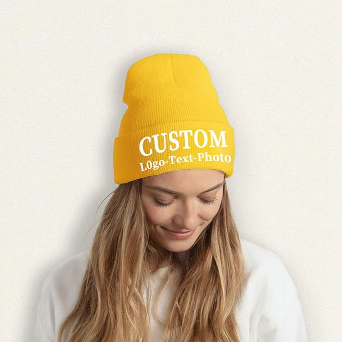 Custom Beanie for Men Women Bulk Custom Winter Hat Beanies with Logo Text Image Personalized Knit Hats Gifts for Business