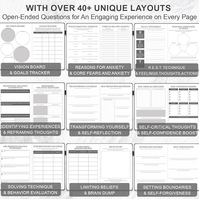 Mental Health Journal, 91-Day Self Care Journaling, Guided Anxiety & Stress Relief Journaling with Mood Tracker, Cognitive Behavioral Therapy Journaling with Mental Health Coloring Pages & Dream Journal