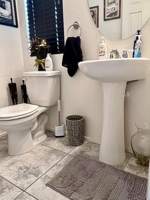 Endymion Grey Wicker Trash Can,Waterproof Wicker Waste Basket for Bathroom,Woven Waste Basket for Bedroom,2 Gallon Round