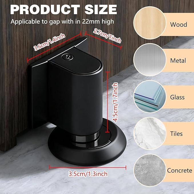 Door Wedge Stopper,2026 New Magnetic Doors Stoppers for Bottom of Door,No Drill Invisible Doorstops for Inside Door,Heavy Duty Invisible Door Stop, Magnetic Doors Catch Holder to Keep Doors Open