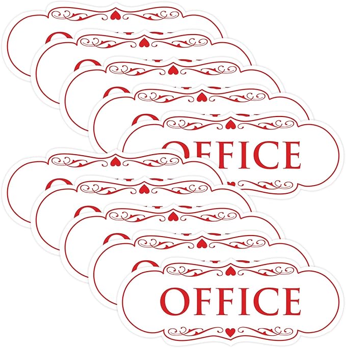 All Quality Designer Office Sign | Easy Installation - White/Red - Medium (10 Pack)