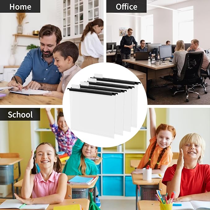 15 Pieces Clear Hanging File Folders Letter Size with Tabs and Inserts Poly Hanging Document Folder 9.5x11inch Filing Cabinet Folders Hanging Hanging Paper Folder for File Cabinet Medical Charts