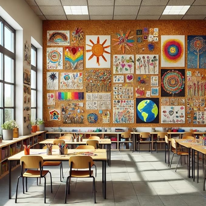 Manton Cork Premium Cork Roll - 4' x 8' x 1/4", 100% Natural Facing Grade Material for Bulletin Boards, Decorative Photo and Message Push Pin Displays - Perfect for Home, School, and Office