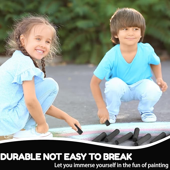 Fulmoon 40 Pcs Jumbo Sidewalk Chalk for Kids Outdoor Art Non Toxic Large Washable Street Chalk for Adults Drawing Painting Classroom(Black,Round Style)