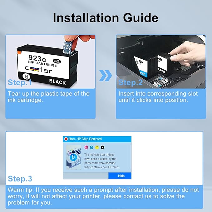 923e Ink cartridges Compatible Replacement for HP OfficeJet Pro 8120/ 8120e/ 8123/8130/ 8124e/ 8122e Printers(4 Pack, BK/C/M/Y)