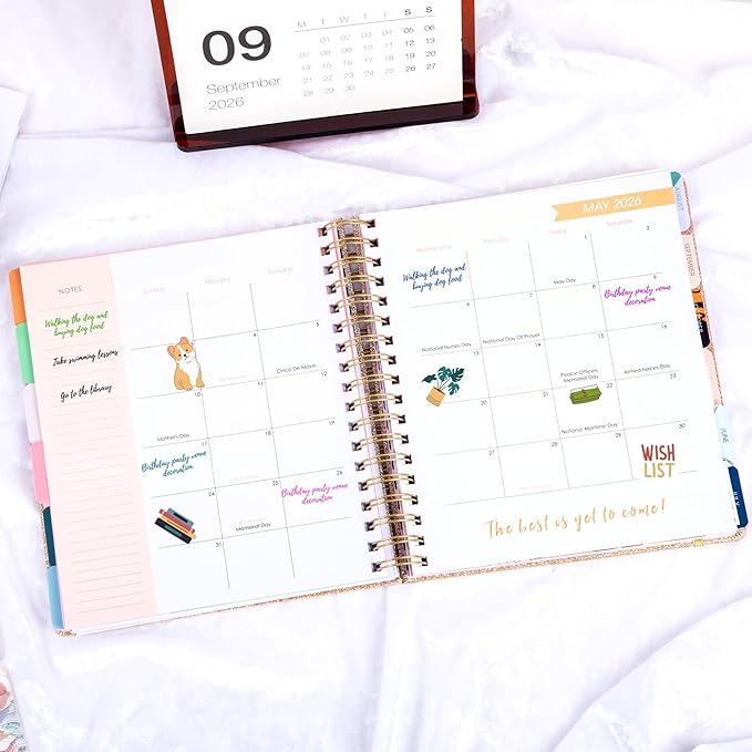 Yoment 2026 Hardcover Planner Weekly & Monthly, 13 Month Planner Dec 2025 - Dec 2026, 8.5" x 10.3" Large Spiral Bound Academic Planners for Women, Men, Daily Agenda with 3 Sticker Sheets (Rose Glod)