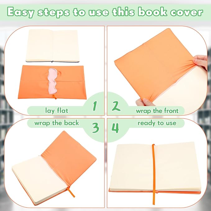 PerKoop 12 Pcs Jumbo Book Covers Stretchable Fabric School Book Protector Reusable Washable Cover Protector for Most Hardcover Textbooks(Vivid Colors,9 x 11 Inch)