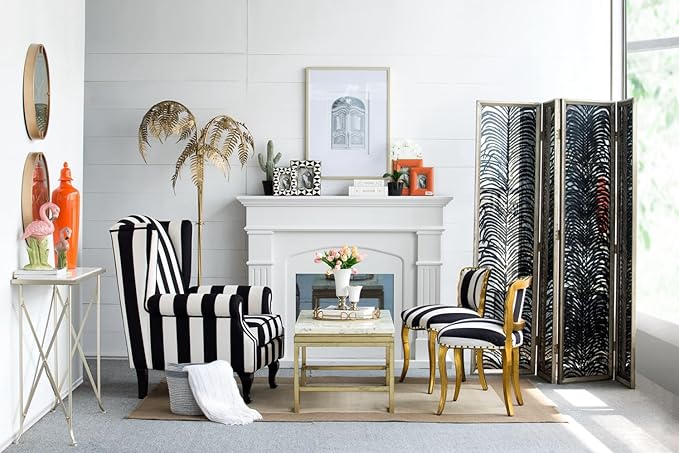 NicBex Room Divider 4 Panel Room Dividers with Durable Metal Frame Partition Room Dividers and Folding Privacy Screens Wall Divider for Home, Office, Room Separation,17.7" W x 1.5" D x 72.8" H, Black