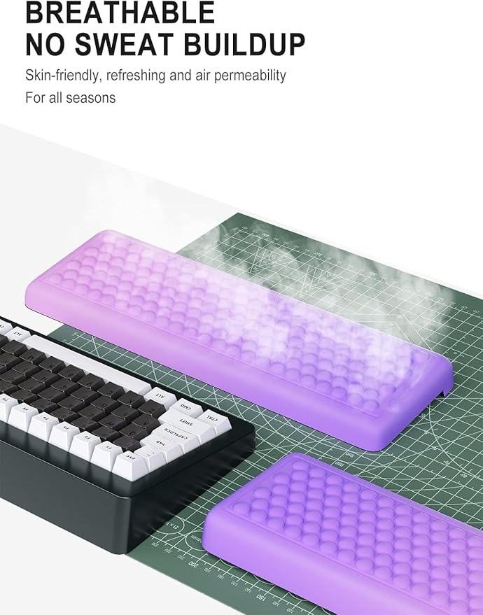 Hsurbtra L-Shaped Desk Elbow Pad, 2-Piece Soft Memory Foam Elbow Support Padding with Non-Slip Rubber Base, Ergonomic Desk Edge Cushion Wrist Rest for Office, Home, Work, Gaming, Purple Pink