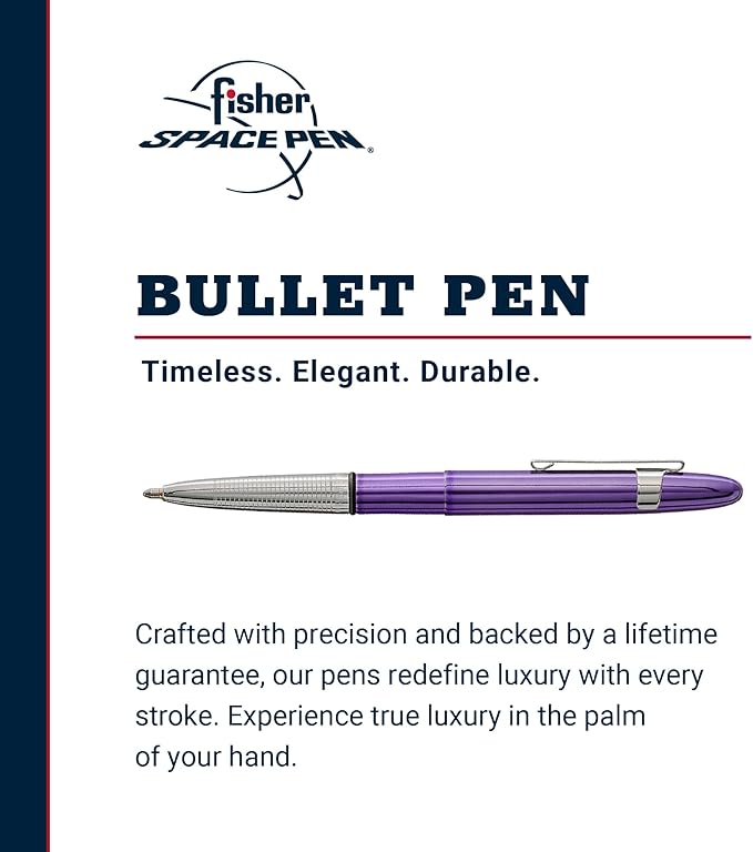 Fisher Space Pen Bullet Pen, Purple Haze, Ballpoint, Brass, Black Ink, Pocket Clip, Gift Box