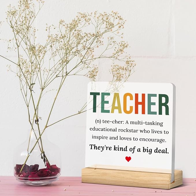 Teacher Appreciation Gifts for Women Men Teacher Birthday Thank You Gifts Ideas for Teachers Office Desk Decor for Home Acrylic Sign Christmas Gift