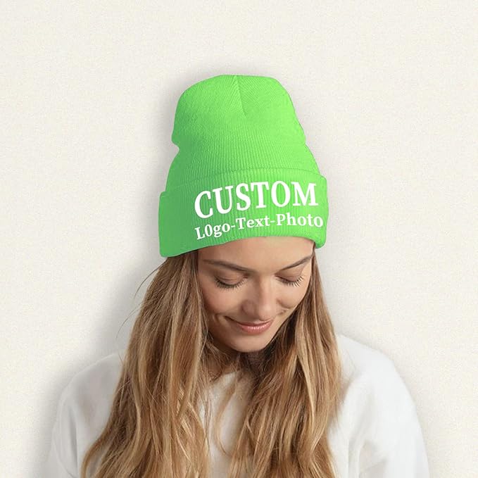 Custom Beanie for Men Women Bulk Custom Winter Hat Beanies with Logo Text Image Personalized Knit Hats Gifts for Business