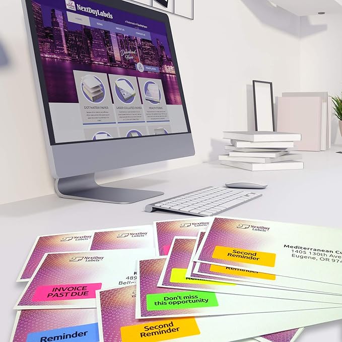 NextDayLabels 8-1/2 x 11" Neon Color High Light Fluorescent Labels for Laser & Inkjet Printer (Yellow Fluorescent, 1" x 2-5/8" - 30 Per Page | 1500 Label)