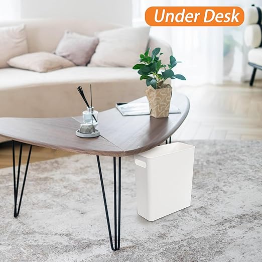 Jucoan 2 Pack 2.5 Gallon Small Plastic Trash Can 11 x 5 x12 Inch Rectangular Slim Rubbish Garbage Can for Bathroom, Office Waste Basket for Narrow Spaces, Bedroom, Toilet, RV, Near Desk, Under Sink