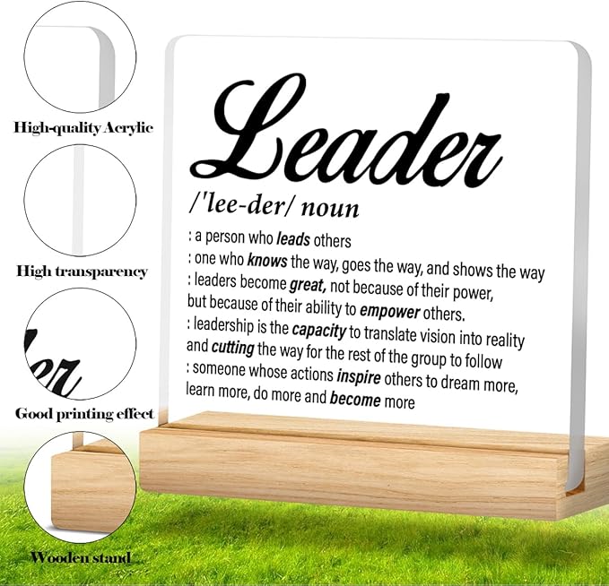 Best Leader Gifts for Women & Men - Thank You Appreciation Gifts for Boss & Mentor - Acrylic Desk Sign Office Decor