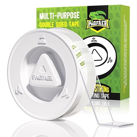 Double Sided Tape Heavy Duty, 16.4 FT Double Sided Mounting Tape, Clear & Tough Two Sided Nano Tape, Removable Picture Hanging Strips for Wall, Poster, Carpet,Balloon Home Outdoor