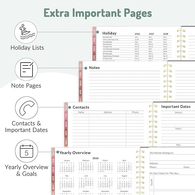 Appointment Book 2026 Planner, Forvencer Daily Weekly & Monthly Calendar Planner (Jan 2026-Dec 2026), 6" x 8", Hourly Agenda Book with 30 Minute Increments, Flexible Cover Planning with Inner Pocket, Organizer Notebook for Office School Supplies, A5, Red