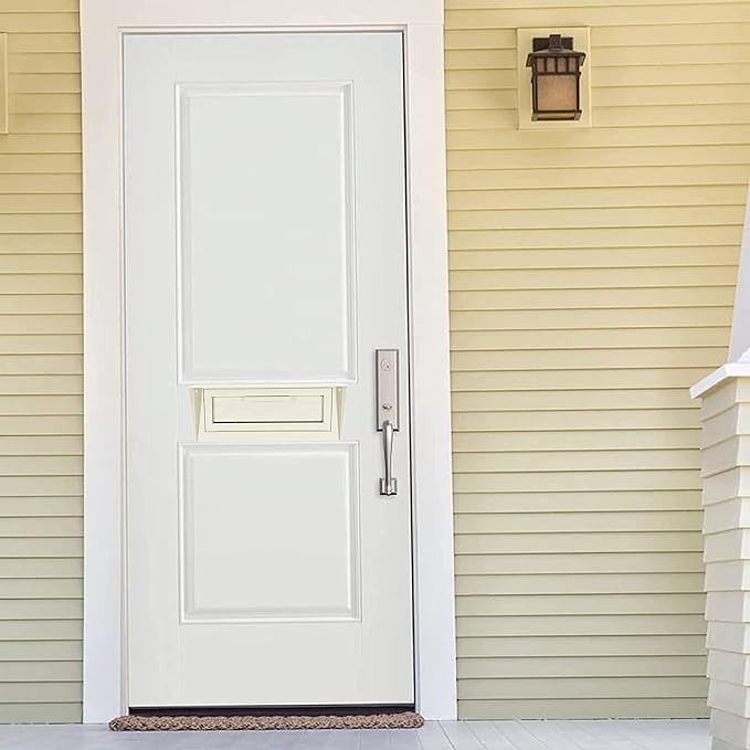 Pochar Door Drop Box for Mail, Rent, Deposit, and Night Key - Door Mount Locking Mailbox with Rear Access Through The Door (10.5'' x 2.25'' Mail Slot) (12'' x 4.25'' x 15'' (Rainproof), (Beige)