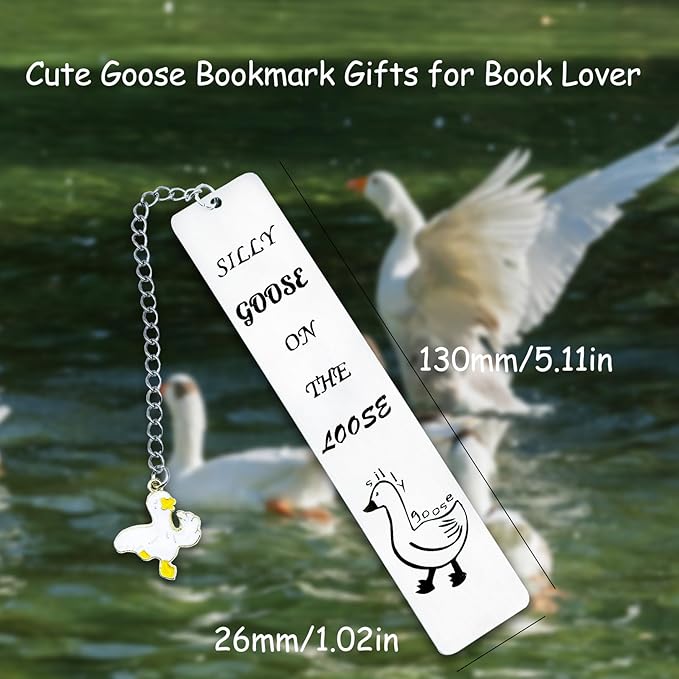 Cute Bookmarks for Bookish Book Lovers Funny Silly Goose Book Mark Gifts for Women Reading Accessories Book Marker Birthday Christmas Back to School Book Club Gifts for Bookworm Bookmate