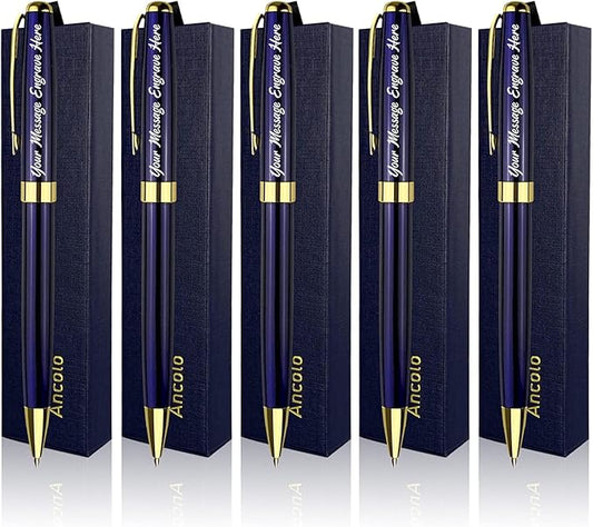 Ancolo Personalized Luxury Ballpoint Pens Writing Set Fancy Nice Gift Pen Set for Friends Executive Business Office - Custom with Your Name or Message with 10 extra Refills
